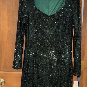 Nanette Lepore Glittering Green Sequin Dress Size 14